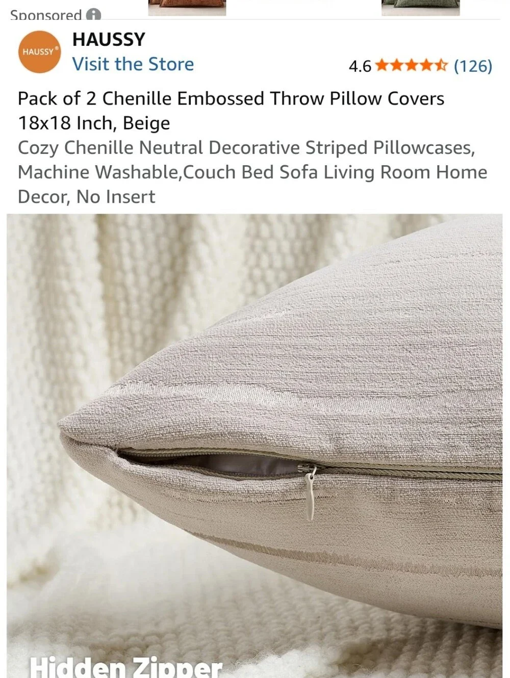 Beige Chenille Embossed Throw Pillow Covers - Pack of 2